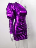 Deb - Drag Queen One Shoulder Puff Sleeve Mini Dress-Queenofdrag.com