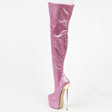 Pinkie - Drag Queen 22 cm Extreme High Stiletto Glitter Platform Boots - Plus Size-Queenofdrag.com