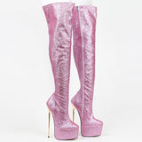 Pinkie - Drag Queen 22 cm Extreme High Stiletto Glitter Platform Boots - Plus Size-Queenofdrag.com
