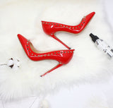Doe - Sexy Drag Queen Rivet Stiletto High Heels Red Or Black- Plus Size-Queenofdrag.com
