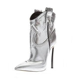 Blade - Drag Queen Gold Or Silver Lizard Pattern Ankle Boots-Queenofdrag.com
