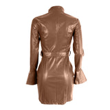 Lady - Sexy PU Faux Leather Drag Queen Dress with Belt-Queenofdrag.com