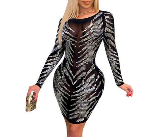 Tiger - Drag Queen Mesh Sheer Bodycon Dress-Queenofdrag.com