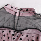 Mademoiselle - Drag Queen See Through Pink Black Tulle Mesh Dress-Queenofdrag.com