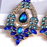 Long Metal Colorful Crystal Drag Queen Drop Earrings-Queenofdrag.com