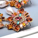 Bohemian Vintage Metal Colorful Crystals Drag Queen Drop Earrings-Queenofdrag.com