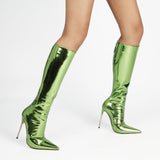 Attack - Mirror Patent Stiletto Drag Queen Knee High Boots-Queenofdrag.com