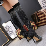 Sparkling - Drag Queen Rhinestone Elastic Fabric Boots-Queenofdrag.com