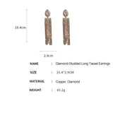 New Luxury Full Diamond Long Tassel Drag Queen Earrings-Queenofdrag.com