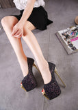 Début - Drag Queen Sequin Peep Toe Platform Sandals-Queenofdrag.com