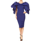 Competition Gurl - Solid Blue Elegant Pencil Dress-Queenofdrag.com