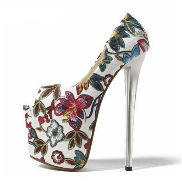 Buy Funku Fashion White Floral Print Heeled Sandals For Women Online at  Best Prices in India - JioMart.