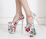 Flora - Drag Queen Luxurious Platform Shoes With Floral Print in 4 colours - plus size-Queenofdrag.com