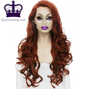 26" Dark Red Lace Front Drag Queen Wig-Queenofdrag.com