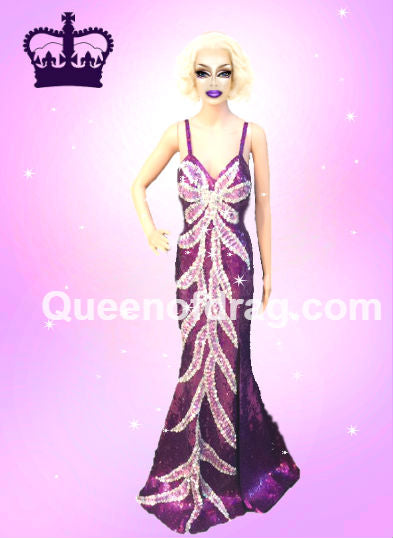 Princess Violette - Custom Made Drag Queen Sequin Gown-Queenofdrag.com